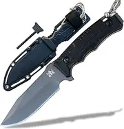 Outdoor knife with fixed blade - Field knife made of 420HC stainless steel - Camping knife - FullTang blade with G10 handle, waist clip, EDC - Kydex sheath with fire starter -Camping knife