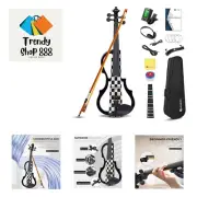 LEFT HANDED Electric Violin 4/4 Full Size Silent Violin Set for Beginner Adul...