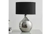 Sherwood Lighting Cosmo Contemporary Bedside Table Lamp - Art Deco Textured - Silver