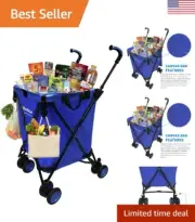 Compact Folding Swivel Caster Cart for Grocery and Laundry - 120lbs Capacity