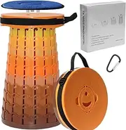 Upgraded XXL Collapsilbe Stool with Cushion,More Sturdy and Height 50cm,D30cm,Portable and Lightweight Adjustable Telescoping Stool for Camping Hiking BBQ Max Loading 1000Ibs