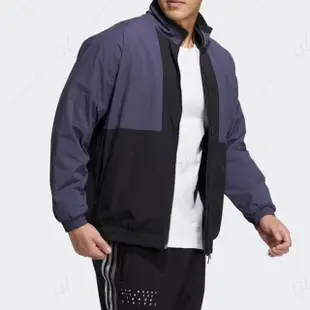 【adidas 愛迪達】外套 男款 運動外套 保暖 黑紫 HM2694