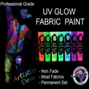 UV Neon Glow Fabric Paint & Glow In The Dark Fabric Paint UV Neon 7 x 15ml