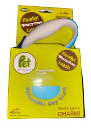 Medium 16 Ft Retractable Dog Leash, LARGE HANDLE BIG Hands Light Blue