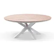 Tuscany Round 1.5m Outdoor Aluminium and Teak Top Dining Table - Outdoor Aluminium Tables