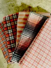 Five Homespun Fat Quarters Unusual Blend of Plaids Brand NEW 18/22 Primative