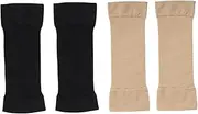 EXQUIMEUBLE 2Pairs Skin Color Slimming Compression Arm Sleeves for Scar Covering Upper Arm Shaping Comfortable Support for Fitness Gym Outdoor Activities Black Skin Color