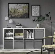 IKEA DRONA Grey Storage Box KALAX Bookcase Fabric Cube Toy Box 33X38X33cm