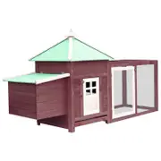 vidaXL Solid Firwood Chicken Coop with Nest Box Mocha Shelter Wooden Hen House