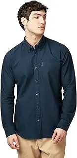 [Ben Sherman] Men's Signature Oxford Long Sleeve Shirt, Dark Navy, XL