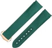 [KAVJU] 20mm New Green Nylon Fabric Watchband Fit For Omega Strap For AT150 Seamaster 300 Planet Ocean De Ville Speedmaster Curved End Watch Band