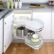 Kitchen Cabinet Blind Corner Pull-Out, Pull Out Cabinet Organiser 2 Tier Kitchen Cabinet Cupboard, Carousel Twin Shelffor,800mm,Right Open