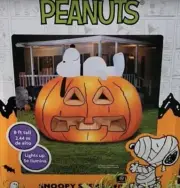 NEW-Gemmy 8’ Halloween Peanuts Snoopy On Pumpkin Lighted Inflatable Airblown-NEW