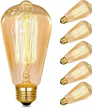 Neviland Vintage E27 Large Edison Screw Light Bulbs, Squirrel Cage Filament Bulbs, Dimmable Warm White 2700K, Pack of 6 (40 Watt)