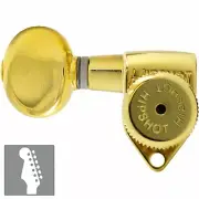 NEW Hipshot 6 inline Open-Gear Grip-Locking STAGGERED OVAL Buttons TREBLE - GOLD