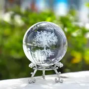 H&D HYALINE & DORA 70mm Tree of Life Clear Crystal Ball with Stand,K9 Glass Deco