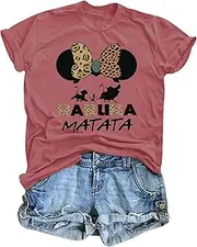 [T&Twenties] Magical Shirt for Women Hakuna Matata Animal Kingdom Shirts for Women Funny Vacation Holiday Graphic Tops, Pink 1, Large