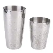 Stainless Steel Cocktail Shaker Set Beautiful Etching Pattern Bartender Tool ...