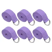 6Pcs 8 Feet Cotton Yoga Strap Belt Stretch Band with D-Ring Buckle, Light Purple