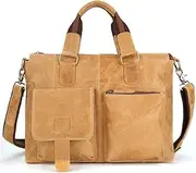[HAMKVBPR] Mens Briefcase Retro Men Leather Business Briefcase Messenger Bag Laptop Case Handbag Travel Laptop for Men Gifts for Him Messenger Bag for Work Business