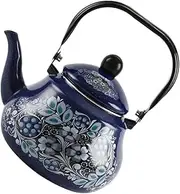 Totority Enamel Tea Kettle Decorative Stovetop Teapot with Vintage Peacock Design for Boiling Water Compatible with Gas Induction Cooktops Easy to Clean
