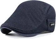 [YAMEE] Sun Hat Beret Men's Summer Breathable Mesh Flat Cap Women's Unisex Beret Peaked Cap Flat Cap Sports Hat Gatsby Newsboy Cap, Berette Cap, Size 56 cm - 60 cm
