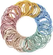 Reayou 100 pcs Hair Elastic Ties for Thick and Curly Hair No Metal Hair Ties Pack for Women Girls (Macaroon)