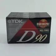 TDK D 90 Cassette Tapes (5) High Output IECI/TYPE 1 Slimline EcoCase 60Db