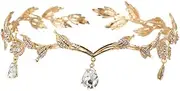 [Puppy Concepts] Teardrop Leaf Crown Bridal Wedding Party Crystal Jewellery Floral Tiara Tree (Gold)