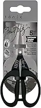 Tim Holtz Left Handed Scissors - 5 Inch Mini Snips with Micro Serrated Blade - Lefty Craft Tool for Cutting Paper, Fabric, and Sewing - Titanium with Black Comfort Grip Handles