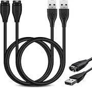 TISHOW Pack of 2 Charging Cables for Garmin Fenix 5/Fenix 6/Fenix 7, USB 1M for Garmin Fenix 5 5S 5X Plus, Forerunner 45 45S 55 935, Approach S60 X10 S10, Quatix, Venu 2, Instinct, Vivosport
