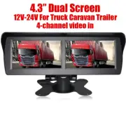 4.3" Car Rear View Monitor Dual Screen Supports 2 Camera Display for Car Truck