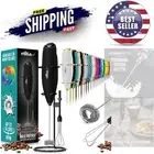Milk Frother Wand Stainless Steel 2-in-1 Coffee Egg Beater Stand Kitchen