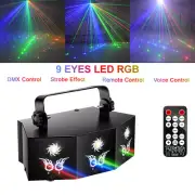9 Eye RGB LED Disco Laser Projector Light DMX Strobe DJ Bar Party Stage Light AU
