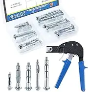 Glarks Heavy Duty Gun Wall Anchor Metal Setting Tool with Molly Bolt Hollow Drive Wall Anchor Screws Assortment Kit for Cavity Anchor Plasterboard Fixing