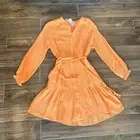 magaschoni 100% Organic Cotton Belted Button Orange Gauze Dress NWT $178 Sz Sm