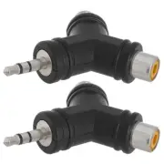 2 Pcs 3.5mm Stereo Male to Dual 2 RCA Female Y Splitter Audio Adapter Connector