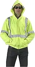 Mutual Industries 16382-0-7 High Visibility ANSI Class 3 Lime Fleece Hoodie with Reflective Stripes and Zipper, XXXX-Large