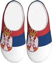 [EdWal] Flag of Serbia print Winter Warm Slippers Indoor Anti-skid Plush Slippers Relaxing at Home for Women Men