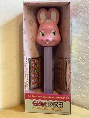 GIANT RABBIT-BUNNY PEZ DISPENSER PINK & PURPLE ORIGINAL BOX EASTER HOLIDAY 2005