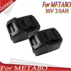 2X Battery for metabo 36V 2.0AH Li-ion 6.25453, AHS36V, BHA36LTX, BHA36LTX AU