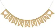 Engaged Hessian Banner Rustic Engagement Party Decorations Hearts Burlap Bunting Garland Bridal Shower Party Decorations
