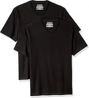 [Amazon Essentials] Men's Regular-Fit Short-Sleeve V-Neck T-Shirt (Available in Big & Tall), Pack of 2, Black, 4X-Large Big Tall