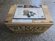 Wenzel 1887 Cast Iron Cookware Set Dutch Oven Skillet Griddle Wood Crate Trivet
