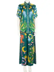 Abstract Silk Matching Top & Bottom Set