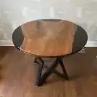 Black Epoxy Resin Wooden Table, Resin Center Coffee Table Furniture Home Decor