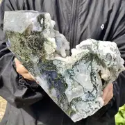7.6LB Natural Moss Agate Crystal Cave Pillar Quartz obelisk Point Healing Tower