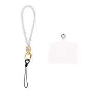 Phone Lanyard, Nylon Detachable Wrist Strap with Phone Patches, White
