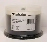 Verbatim DVD+R 4.7GB 8X DataLifePlus White Thermal/Hub Printable 50 Pack