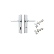 Helsinki Lever Chamfered Backplate Privacy Kit w Privacy Turn Brushed Chrome